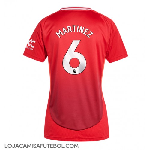 Camisa de Futebol Manchester United Lisandro Martinez #6 Equipamento Principal Mulheres 2024-25 Manga Curta